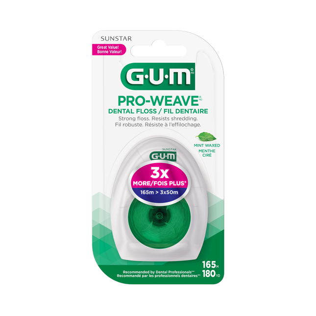 GUM - Pro Weave Dental Floss, Mint Waxed | 165 M