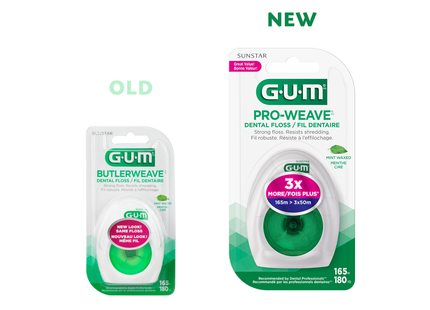 GUM - Pro Weave Dental Floss, Mint Waxed | 165 M