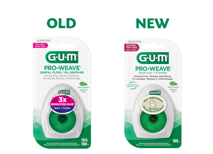 GUM - Fil dentaire Pro Weave, ciré à la menthe | 165 M