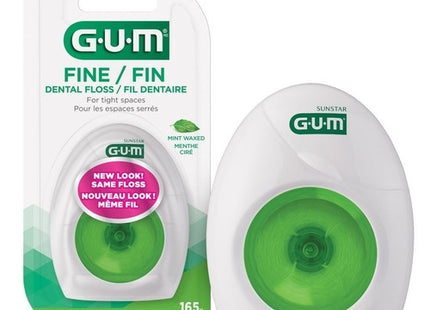 GUM - Fine Dental Floss for Tight Spaces - Mint Waxed | 165 M