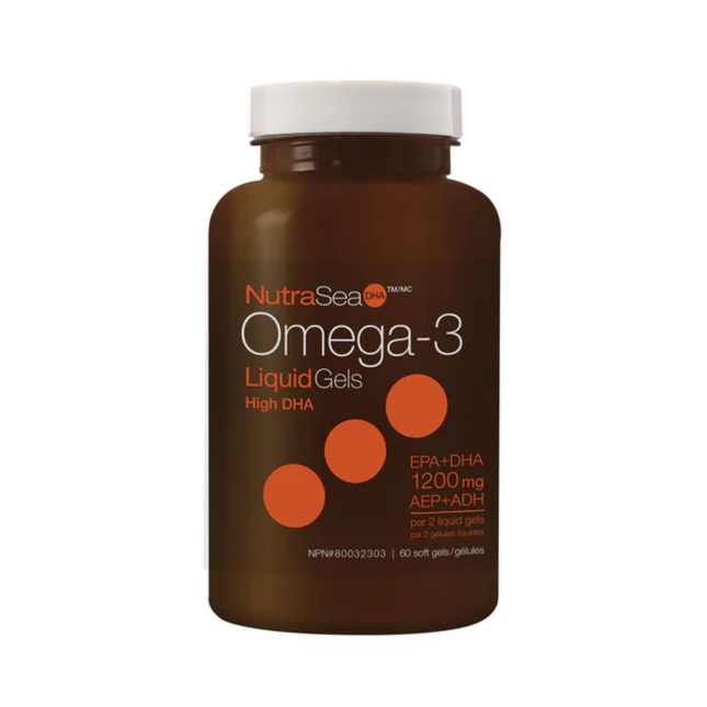 NutraSea Omega-3 Liquid Gls High DHA - Menthe fraîche | 60 gélules molles