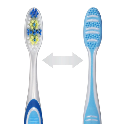 GUM - Brosse à dents pour dents et langue - Poils souples | Paquet de 2 - Couleurs assorties