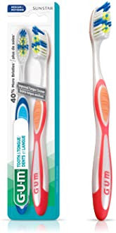 GUM - Brosse à dents pour dents et langue - Poils moyens | Paquet de 2