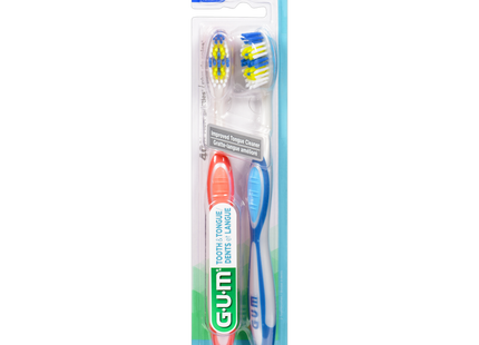 GUM - Tooth & Tongue Toothbrushes - Medium | 2 Pack