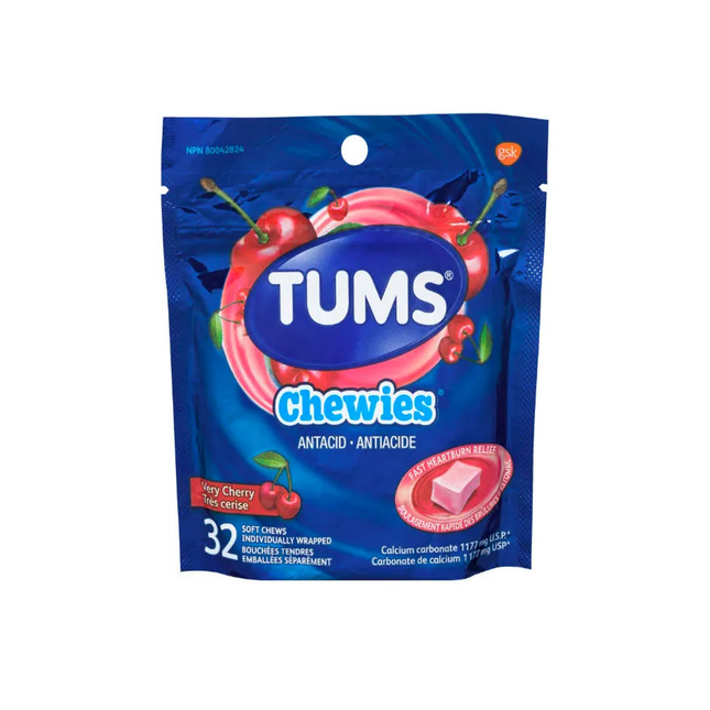 Tums - Chewies Antiacide - Très Cerise | 32 friandises à mâcher