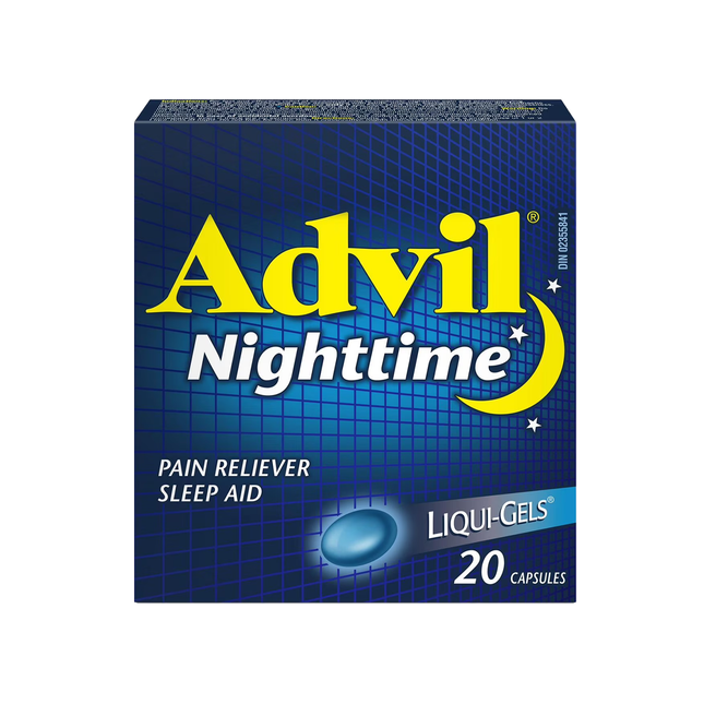 Advil - Analgésique nocturne / Aide au sommeil, ibuprofène 200 mg | 20 à 40 capsules