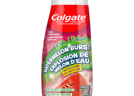 Colgate - Dentifrice au fluor sans sucre pour enfants, saveur explosion de pastèque | 100 ml