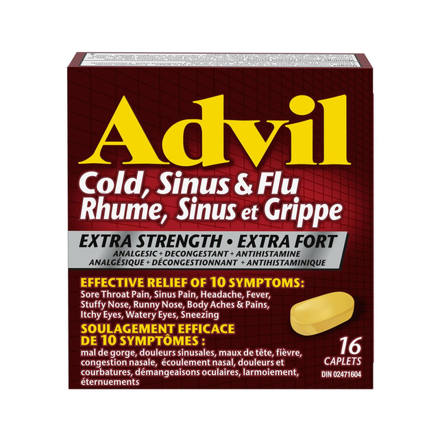 Advil – Extra fort rhume, sinus et grippe | 16 caplets