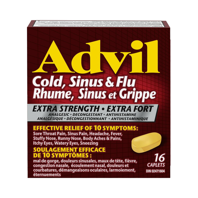 Advil – Extra fort rhume, sinus et grippe | 16 caplets