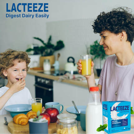 Lacteeze - Extra Strength Lactase Enzyme, Mint Flavour | 100 Chewable Tablets