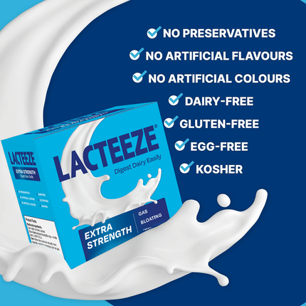 Lacteeze - Extra Strength Lactase Enzyme, Mint Flavour | 100 Chewable Tablets
