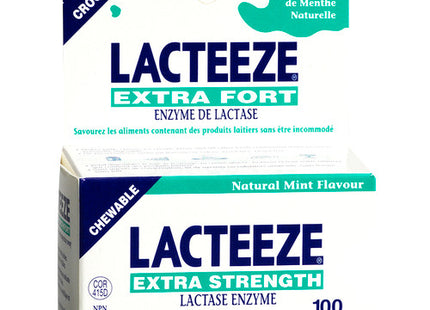Lacteeze Extra Strength Lactase Enzyme - Mint Flavour | 100 Chewable Tablets