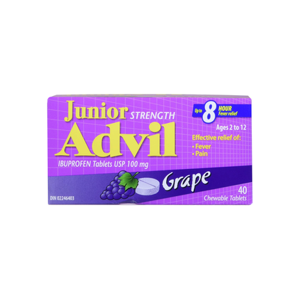 Advil - Junior Strength pour les 2 à 12 ans - Aromatisé au raisin | 40 comprimés à croquer