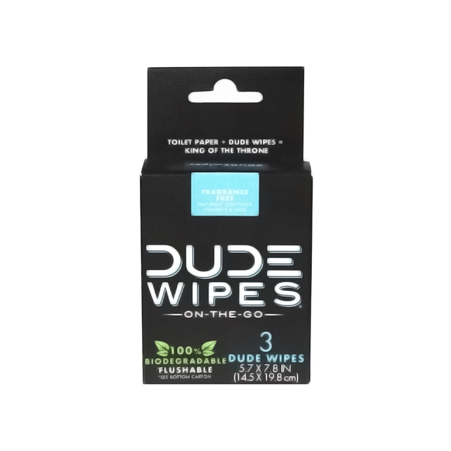 Dude - On The Go Fragrance Free Wipes | 3 Wipes