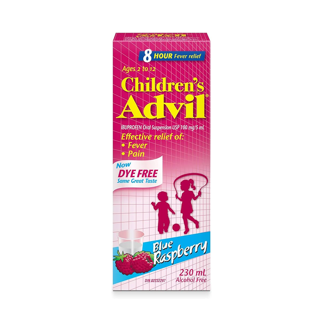 Advil pour enfants - Suspension buvable d'ibuprofène USP 100 mg/5 ml, framboise bleue | 230 ml
