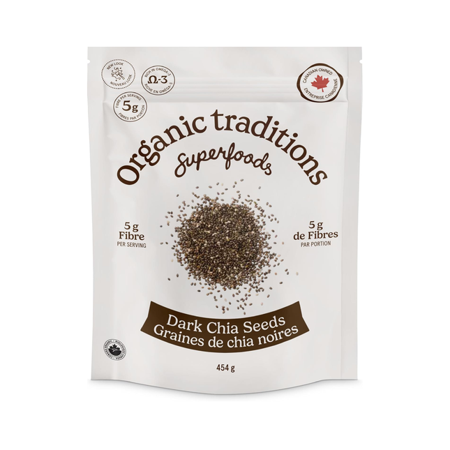 Graines de chia entières foncées Organic Traditions | 454 g