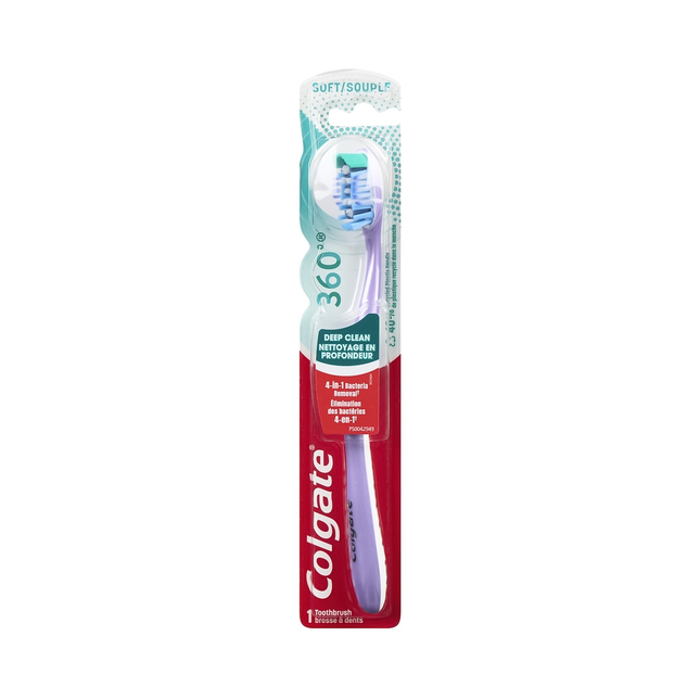 Colgate - 360 Deep Clean 4-in-1 Bacteria Removal Toothbrush | Soft