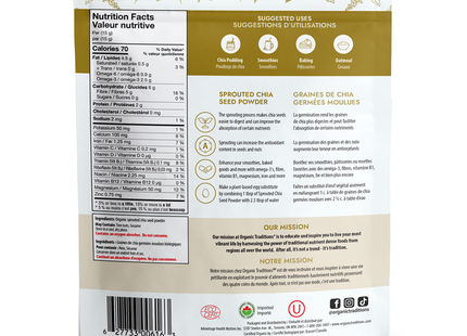 Organic Traditions - Poudre de graines de chia germées | 227 g