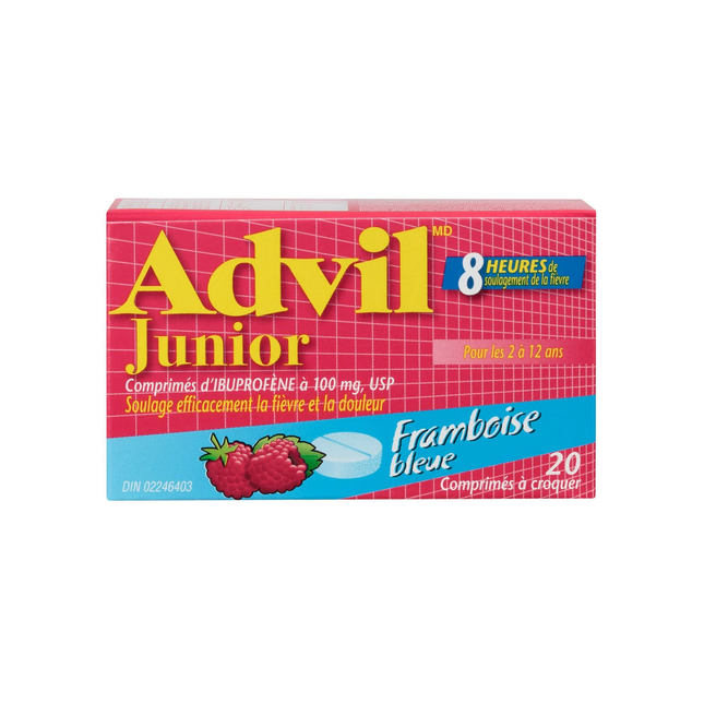 Advil - Comprimés à croquer de force junior - Framboise bleue | 20 comprimés