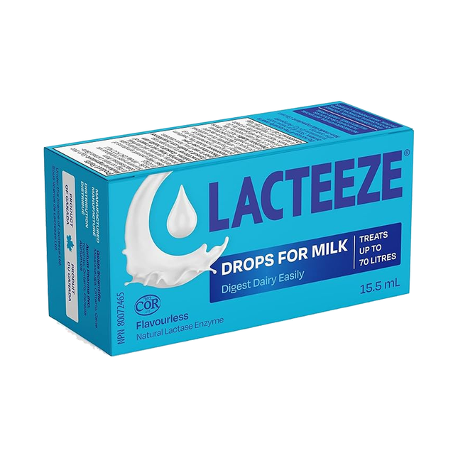 Lacteeze - Drops For Milk Flavourless Natural Lactase Enzyme | 15.5 mL