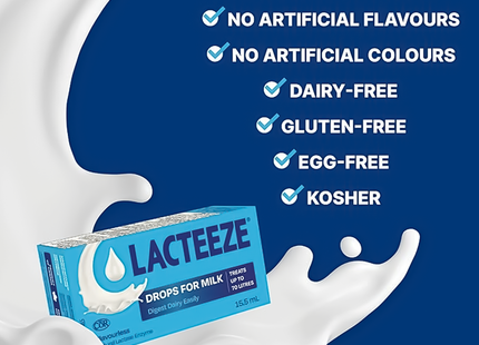 Lacteeze - Drops For Milk Flavourless Natural Lactase Enzyme | 15.5 mL