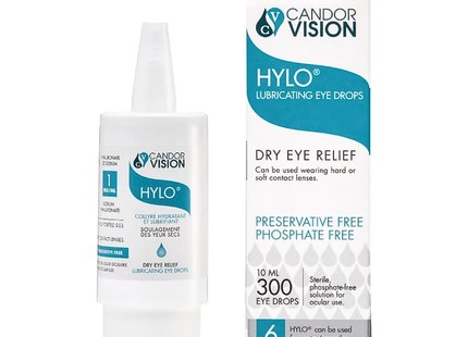 CandorVision - Gouttes oculaires lubrifiantes Hylo - Soulagement de la sécheresse oculaire | 10 ml x 300 gouttes