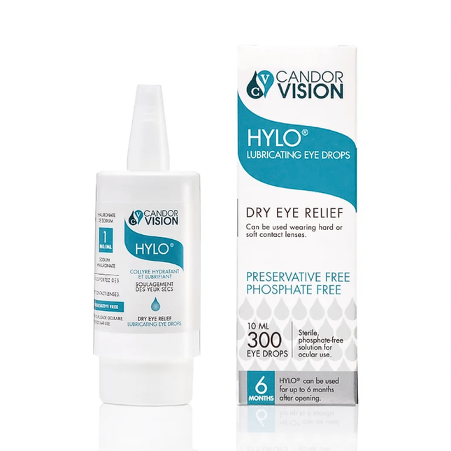 CandorVision - Gouttes oculaires lubrifiantes Hylo - Soulagement de la sécheresse oculaire | 10 ml x 300 gouttes