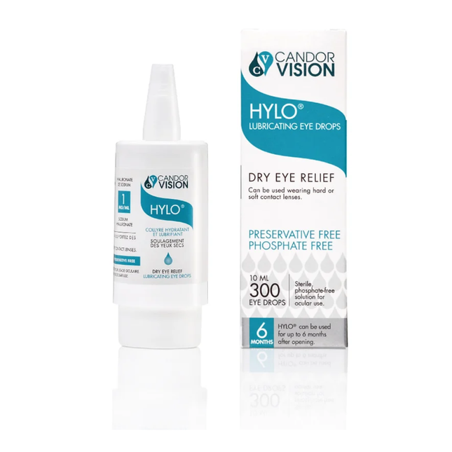 Candor Vision - Gouttes oculaires lubrifiantes Hylo - Soulagement des yeux secs | 10 ml x 300 gouttes