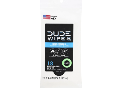 Dude - Lingettes jetables non parfumées | 18 lingettes