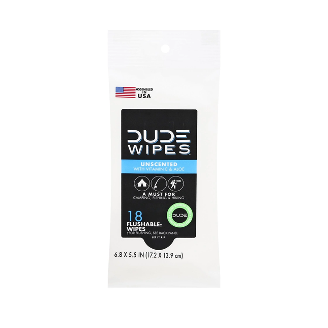 Dude - Unscented Flushable Wipes | 18 Wipes