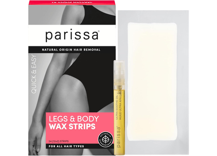 Parissa - All Natural Hair Removal - Legs & Body Wax Strips | 24 Strips