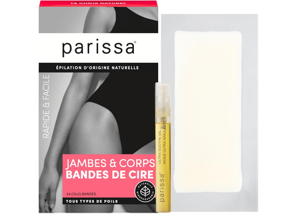Parissa - All Natural Hair Removal - Legs & Body Wax Strips | 24 Strips