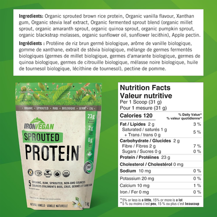 Iron Vegan - Protéines germées, Vanille | 1 kg