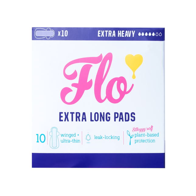 Here We Flo - Coussinets ultra-longs en bambou | 10 coussinets ailés avec barrière anti-fuite