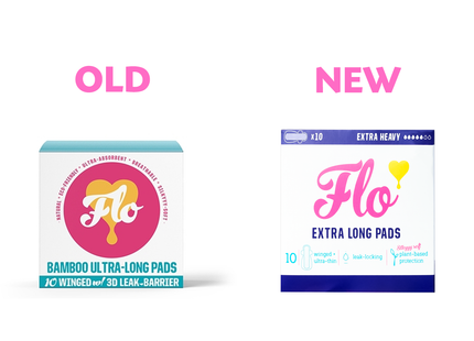 Here We Flo - Serviettes hygiéniques ultra fines en bambou avec ailettes, très longues, flux abondant | 10 unités