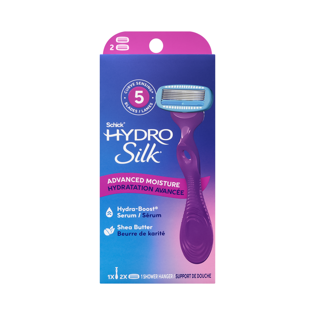 Schick - Hydro Silk 5 avec rasoir au beurre de karité | 2 Cartouches + 1 Rasoir