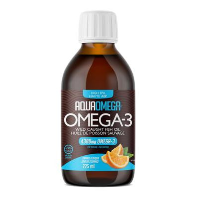AquaOmega Omega-3 Wild Caught Fish Oil High EPA - Orange Flavour | 225 ml