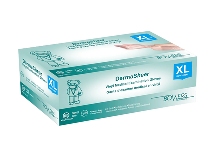 Bowers - DermaSheer Vinyl Medical Examination Gloves, Extra Large | 180 Pack