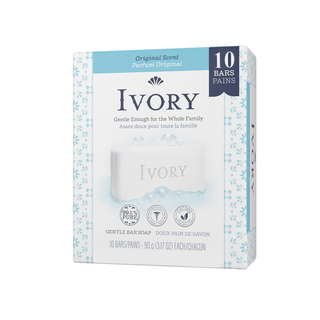 Ivory - Pain de Savon Doux 90 g - Parfum Original | 10 barres
