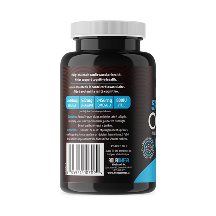 AquaOmega - Gélules d'huile de poisson sauvage riche en oméga-3 et en EPA | 120 gélules