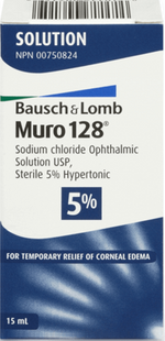 Bausch & Lomb - Muro 128 - Sodium Chloride Ophthalmic Solution - USP Sterile 5% Hypertonic | 15 ml