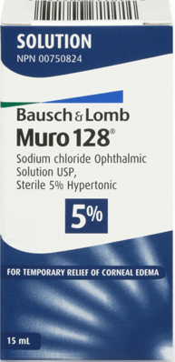 Bausch & Lomb - Muro 128 - Sodium Chloride Ophthalmic Solution - USP Sterile 5% Hypertonic | 15 ml