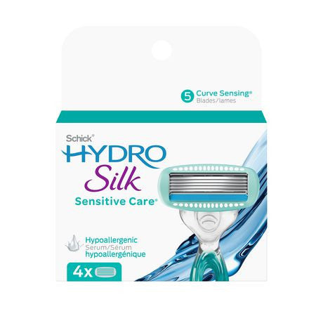 Schick - Hydro Silk - Sensitive Care - Hypoallergenic Serum | 4 Blade Refills