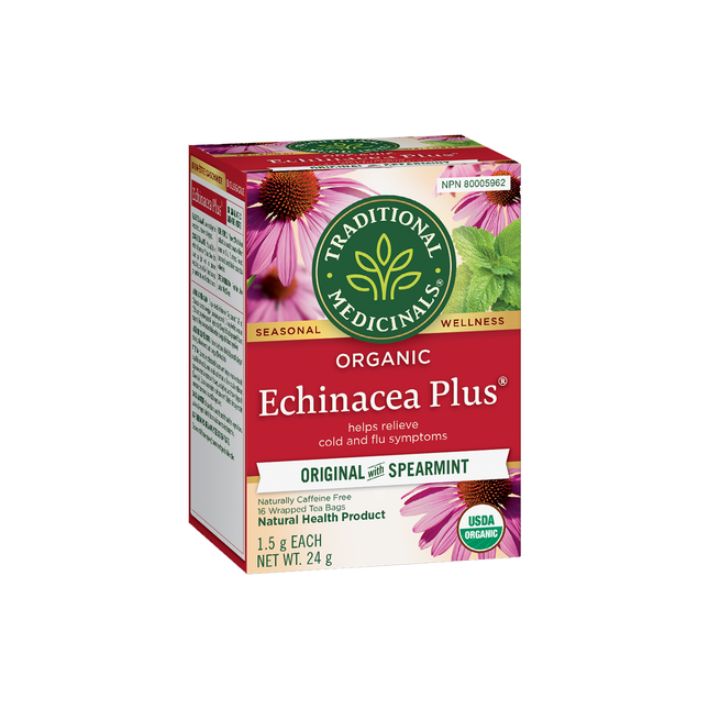 Traditional Medicinals - Organic Echinacea Plus - Cold and Flu  | 16 Wrapped Tea  Bags With 1.5g in Each