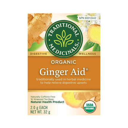 Médicaments traditionnels - Aide au gingembre biologique | 16 sachets de thé