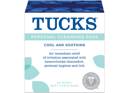 Tucks - Personal Cleansing Pads for Hemorrhoidal Pain Relief | 40 Moist Soft Cloth Pads
