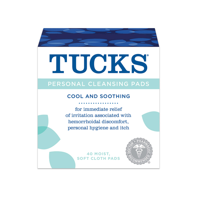 Tucks - Lingettes nettoyantes intimes pour soulager les douleurs hémorroïdaires | 40 lingettes douces et humides