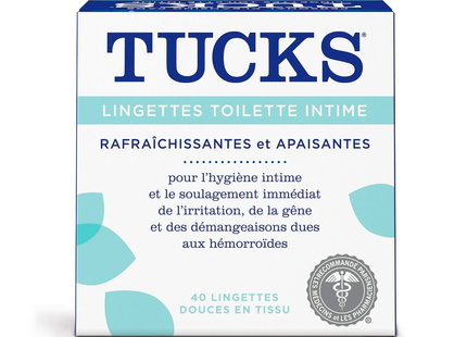 Tucks - Personal Cleansing Pads for Hemorrhoidal Pain Relief | 40 Moist Soft Cloth Pads