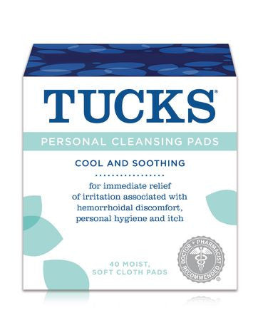 Tucks Cool & Soothing Personal Cleansing Pads for Hemorrhoidal Pain Relief | 40 Moist Soft Cloth Pads