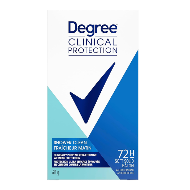 Degree - Clinical Protection-  72 Hr Soft Solid Antiperspirant - Shower Clean Scent | 48 g
